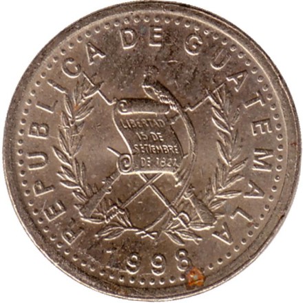 Монета 5 сентаво. 1998 год, Гватемала. Хлопковое дерево. Монета 5 сентаво. 1998 год, Гватемала. Хлопковое дерево.