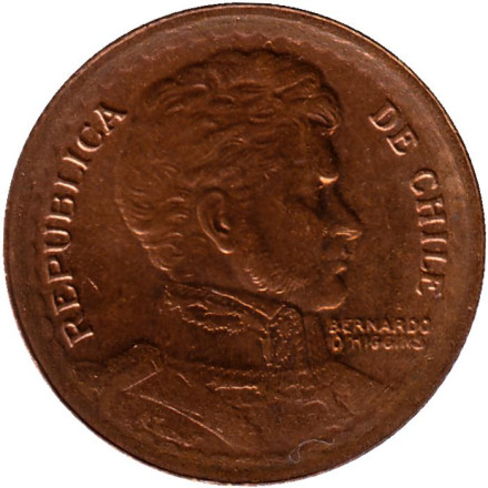 Монета 1 песо. 1954 год, Чили. (Медь). Монета 1 песо. 1954 год, Чили. (Медь).