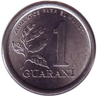 Монета 1 гуарани. 1980 год, Парагвай. Монета 1 гуарани. 1980 год, Парагвай.