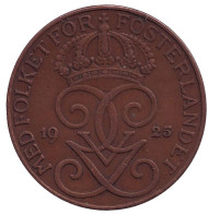 Монета 5 эре. 1925 год, Швеция. Монета 5 эре. 1925 год, Швеция.