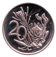 Монета 20 центов. 1984 год, ЮАР. UNC. Цветок протея.