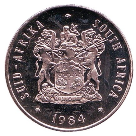 Монета 20 центов. 1984 год, ЮАР. UNC. Цветок протея. Монета 20 центов. 1984 год, ЮАР. UNC. Цветок протея.