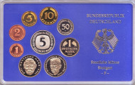 Набор монет ФРГ (9 шт.). 1989 год. (F). Proof. Набор монет ФРГ (9 шт.). 1989 год. (F). Proof.