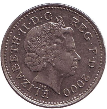 Монета 10 пенсов. 2000 год, Великобритания.