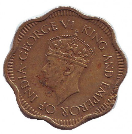 Монета 10 центов. 1944 год, Цейлон.