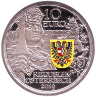 Монета 10 евро. 2019 год, Австрия. Рыцарство. "Рыцарские сказки". Монета 10 евро. 2019 год, Австрия. Рыцарство. "Рыцарские сказки".