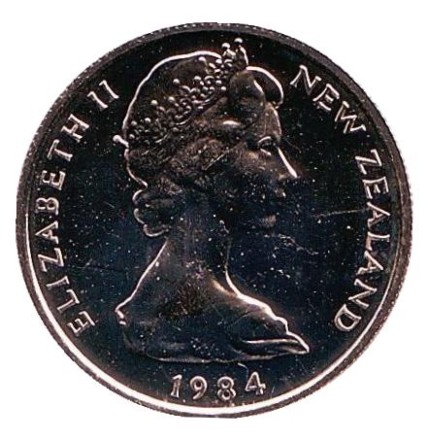 Монета 5 центов. 1984 год, Новая Зеландия. BU. Гаттерия. Монета 5 центов. 1984 год, Новая Зеландия. BU. Гаттерия.