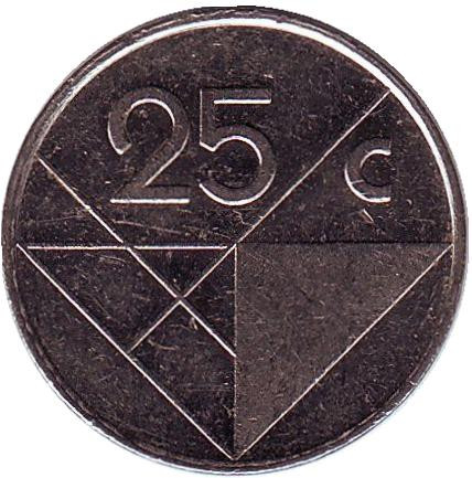 Монета 25 центов. 2002 год, Аруба.