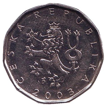 Монета 2 кроны. 2003 год, Чехия.