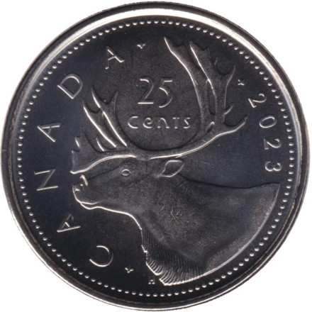 Монета 25 центов. 2023 год, Канада. 70 лет правления Елизаветы II.