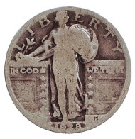 Монета 25 центов. 1928 год, США. (Без отметки монетного двора) Монета 25 центов. 1928 год, США. (Без отметки монетного двора)