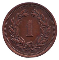 Монета 1 раппен. 1933 год, Швейцария. Монета 1 раппен. 1933 год, Швейцария.