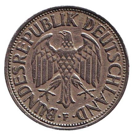 Монета 1 марка. 1973 год (F), ФРГ. Монета 1 марка. 1973 год (F), ФРГ.