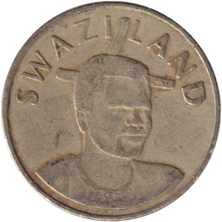 Монета 1 лилангени. 1996 год, Свазиленд. Король Мсавати III. Дзелигве Шонгве. Монета 1 лилангени. 1996 год, Свазиленд. Король Мсавати III. Дзелигве Шонгве.