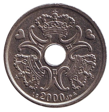 Монета 5 крон. 2000 год, Дания.