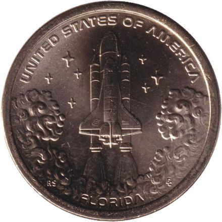 Монета 1 доллар. 2025 год (P), США. Мыс Канаверал. Серия "Американские инновации".