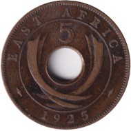 Монета 5 центов. 1925 год, Восточная Африка. Монета 5 центов. 1925 год, Восточная Африка.
