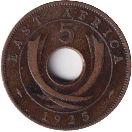Монета 5 центов. 1925 год, Восточная Африка.
