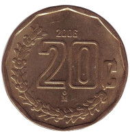 Монета 20 сентаво. 2006 год, Мексика.