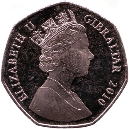 Монета 50 пенсов. 2010 год, Гибралтар. Захват Гибралтара в 1704 году.