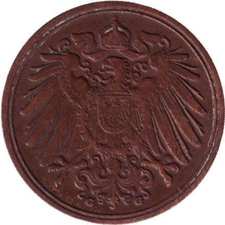 Монета 1 пфенниг. 1911 год (G), Германская империя.