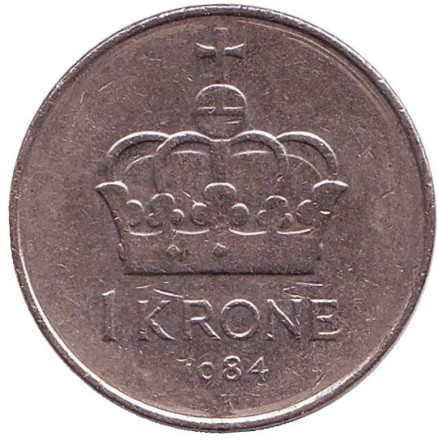 Монета 1 крона. 1984 год, Норвегия. Корона.