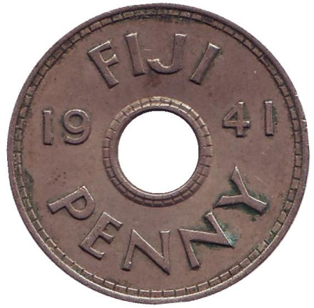 Монета 1 пенни. 1941 год, Фиджи.