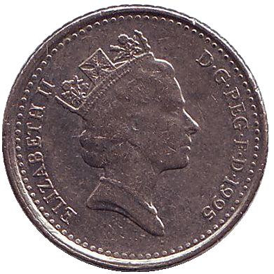 Монета 5 пенсов. 1995 год, Великобритания.