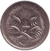 Монета 5 центов. 1988 год, Австралия. Ехидна. Монета 5 центов. 1988 год, Австралия. Ехидна.