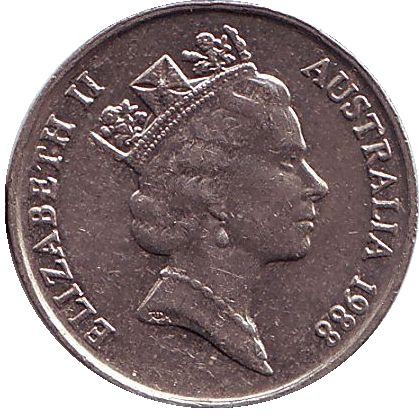 Монета 5 центов. 1988 год, Австралия. Ехидна.