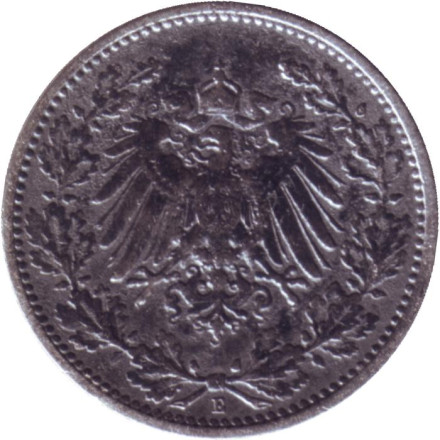 Монета 1/2 марки. 1906 год (E), Германская империя. Монета 1/2 марки. 1906 год (E), Германская империя.