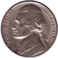 Монета 5 центов. 1956 год (D), США. Джефферсон. Монтичелло. Монета 5 центов. 1956 год (D), США. Джефферсон. Монтичелло.