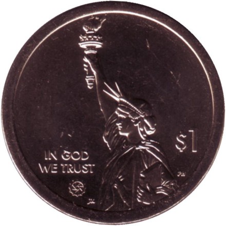 Монета 1 доллар. 2021 год (D), США. Ральф Баер - отец видеоигр. Серия "Американские инновации".