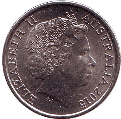 Монета 5 центов. 2015 год, Австралия. Ехидна.