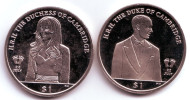 Набор монет (2 шт.) 2013 год, Британские Виргинские острова. Герцог и Герцогиня Кембриджские.  Набор монет (2 шт.) 2013 год, Британские Виргинские острова. Герцог и Герцогиня Кембриджские.