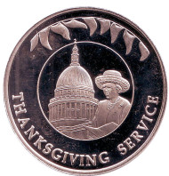 Монета 50 пенсов. 2002 год, Фолклендские острова. Благодарственный молебен.