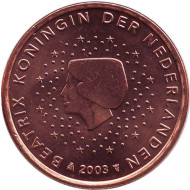 Монета 5 евроцентов. 2003 год, Нидерланды. Монета 5 евроцентов. 2003 год, Нидерланды.