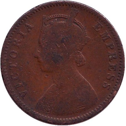 Монета 1/4 анны. 1886 год, Индия Британская.