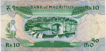 Банкнота 10 рупий. 1985 год, Маврикий. Тип 1.