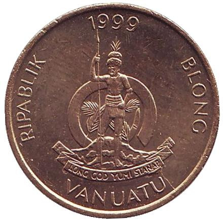 Монета 2 вату. 1999 год, Вануату. Ракушка. Монета 2 вату. 1999 год, Вануату. Ракушка.