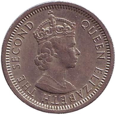 Монета 10 центов. 1956 год, Восточно-Карибские государства. Парусник.