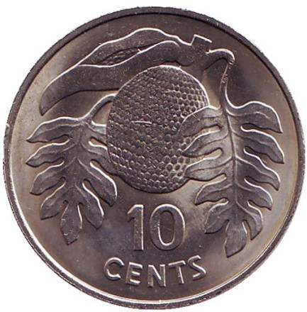 Монета 10 центов. 1979 год, Кирибати. Хлебное дерево.