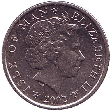 Монета 5 пенсов. 2002 год (AE), Остров Мэн. Кельтский крест.