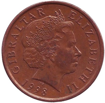 Монета 2 пенса. 1998 год, Гибралтар. Маяк.