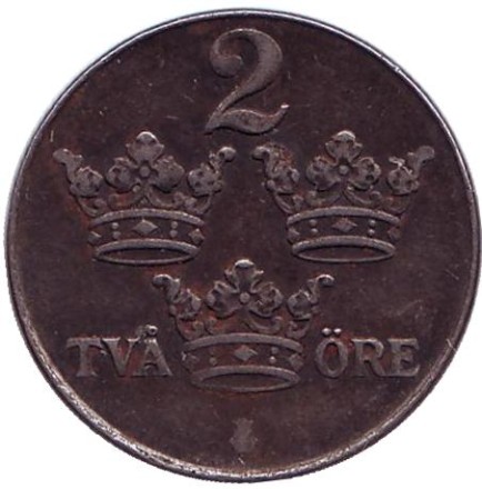 Монета 2 эре. 1950 год, Швеция. Железо.