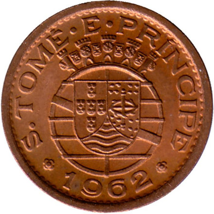 Монета 10 сентаво. 1962 год, Сан-Томе и Принсипи. Монета 10 сентаво. 1962 год, Сан-Томе и Принсипи.