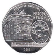 Монета 5 евро. 2005 год, Австрия. Бетховен. Европейский гимн. Монета 5 евро. 2005 год, Австрия. Бетховен. Европейский гимн.