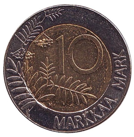 Монета 10 марок. 1996 год, Финляндия. UNC. Глухарь. Монета 10 марок. 1996 год, Финляндия. UNC. Глухарь.