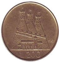 Монета 200 лир. 1987 год, Сан-Марино. 15 лет с момента возобновления чеканки. Монета 200 лир. 1987 год, Сан-Марино. 15 лет с момента возобновления чеканки.