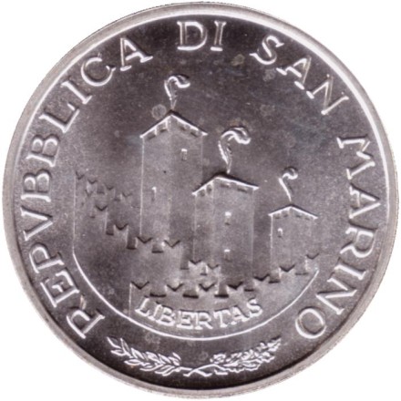 Монета 1000 лир. 1993 год, Сан-Марино. Крыло над земным шаром. Монета 1000 лир. 1993 год, Сан-Марино. Крыло над земным шаром.
